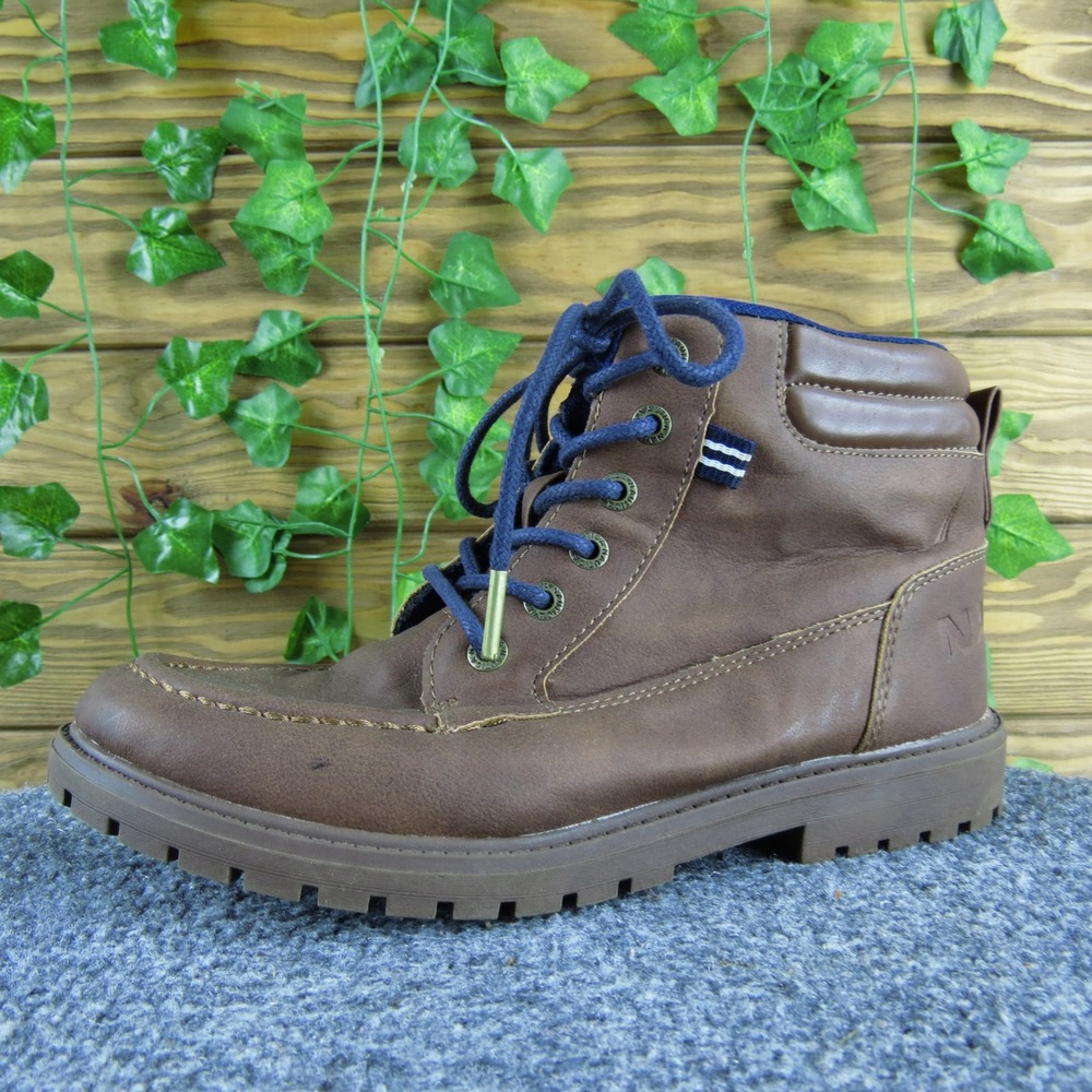 Nautica Zaysan Boys Size 5 Brown Synthetic Lace Up Ankle Boots Casual Outdoor‎